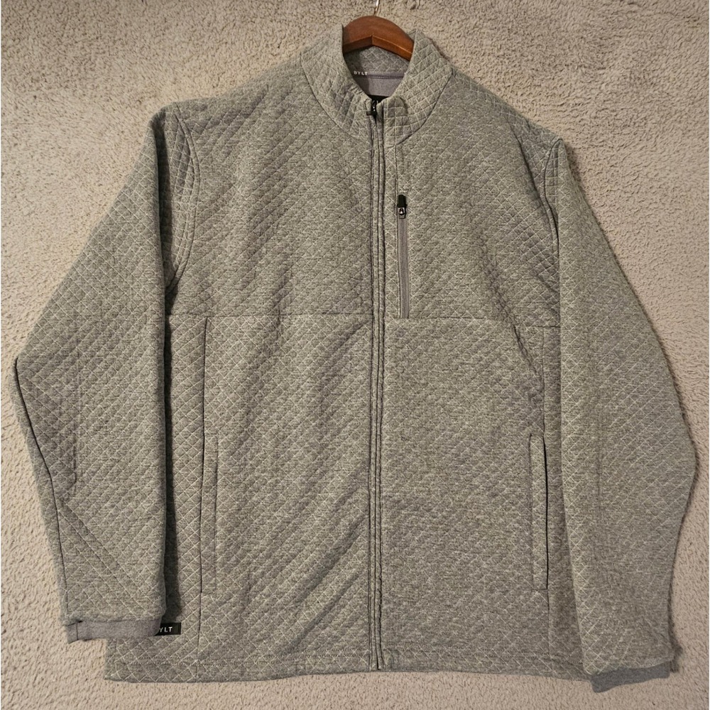 BYLT Basics Mens Size XL Grey Padded Full Zip Jacket MTJV1017 Mock Neck Quilted